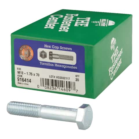 Hillman M12-1.75 mm D X 70 mm L Heat Treated Steel Hex Head Cap Screw 20 pk Hillman M12-1.75 mm D X 70 mm L Heat Treated Steel Hex Head Cap Screw 20 pk
