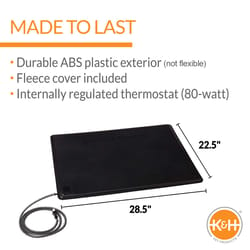 K&H Pet Products Black Plastic Heated Pet Mat 22.5 in. W X 28.5 in. L