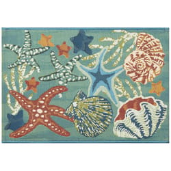 Liora Manne Esencia 2 ft. W X 3 ft. L Aqua Starfish Song Polypropylene/Polyester Floor Mat