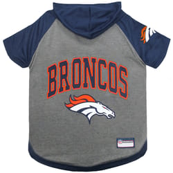 Pets First Blue/Gray Denver Broncos Dog Hoodie Large