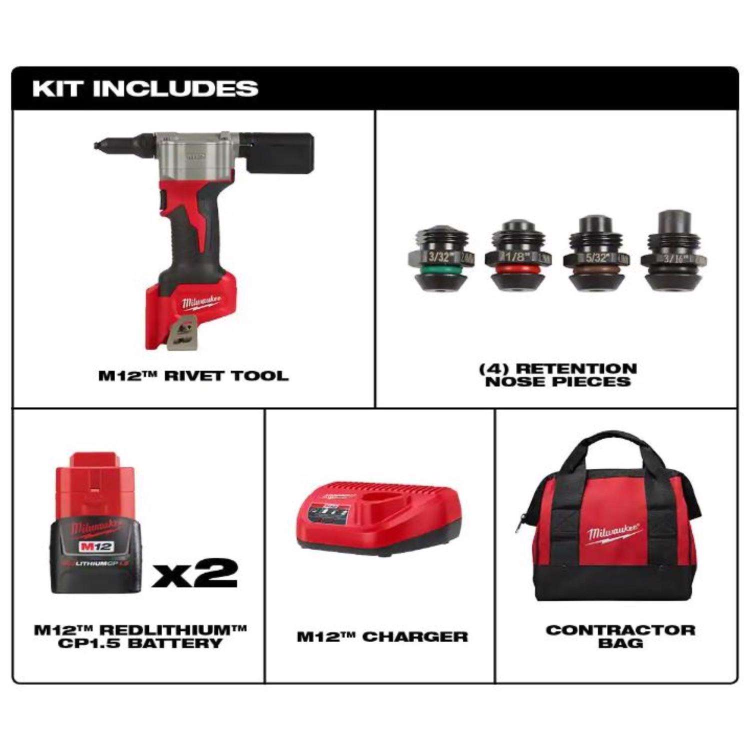 Milwaukee 2550-22 M12 Rivet Tool Kit