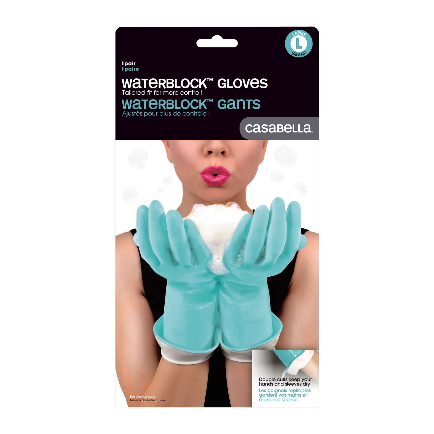 Casabella WaterBlock Unisex Indoor/Outdoor Latex Cleaning Gloves Blue L