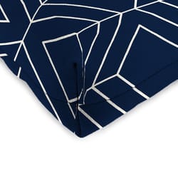 Jordan Manufacturing Navy Blue/White Geometric Polyester Wicker Seat Cushion 4 in. H X 18 in. W X 18