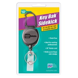 Lucky Line Key Bak Kevlar/Plastic Black badge clip split ring Key Reel