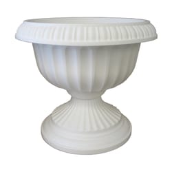 Bloem 14.8 in. H X 17.8 in. D Plastic Grecian Urn Flower Pot White
