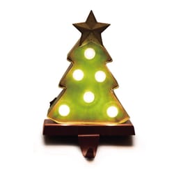 Glitzhome Marquee LED Brown/Green Tree Stocking Holder 7.48 in.