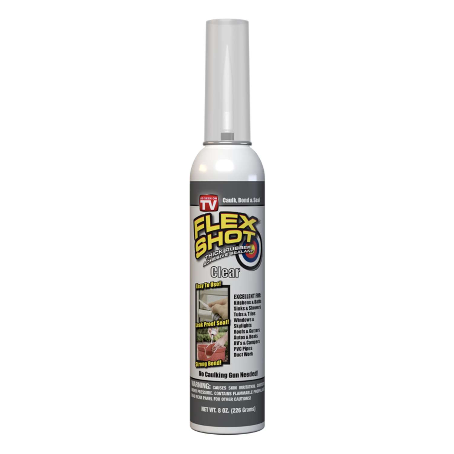 FLEX SEAL Family of Products FLEX SHOT Clear Rubber All Purpose Waterproof Sealant 8 oz Ace