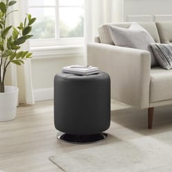 Linon Home Decor Thaxon Black Faux Leather Contemporary Ottoman 1 each