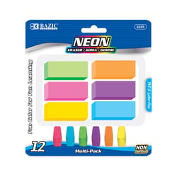 Bazic Products Assorted Neon Pencil Eraser Assortment 12 pk