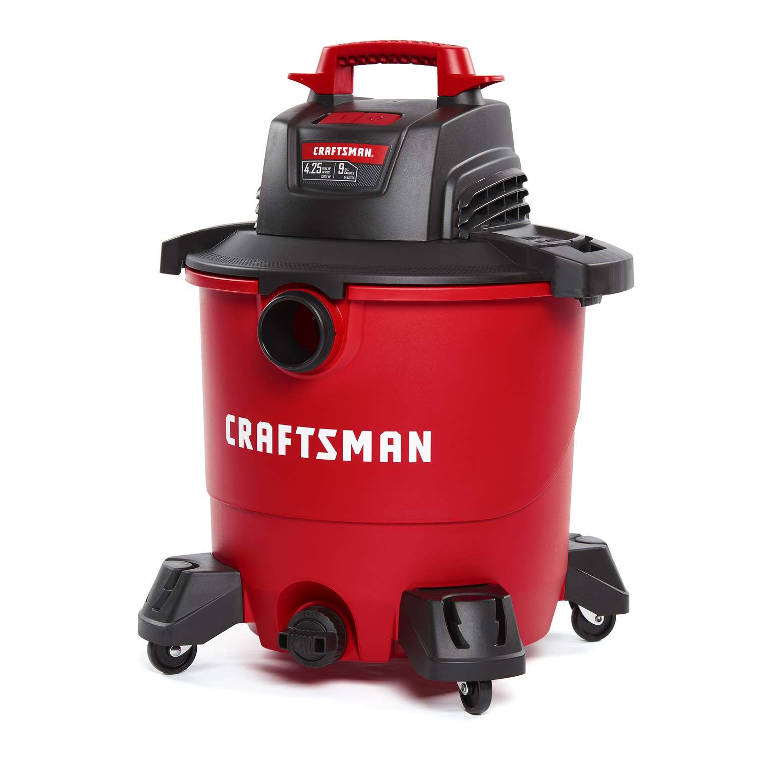 Craftsman 9 gal. Corded Wet/Dry Vacuum 8.3 amps 120 volt 4.25 hp Red 16 lb. $69.99