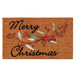 Home & More 1.42 ft. W X 2.42 ft. L Multi-color Merry Christmas Berries Coir Door Mat