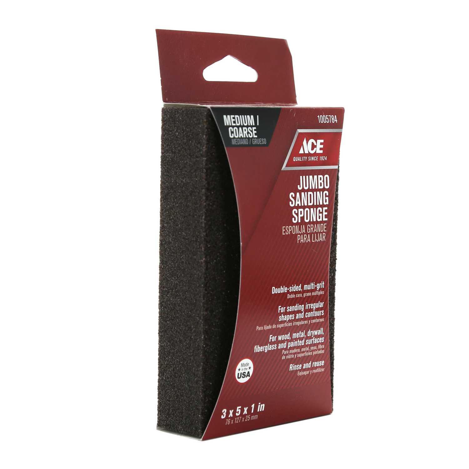 Ace 5 in. L x 3 in. W x 1 in. Assorted Extra Large Sanding Sponge 60/80