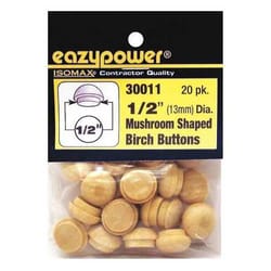 Eazypower Isomax Mushroom Birch Head Plug 1/2 in. D X 1 1/2 in. L 20 pk