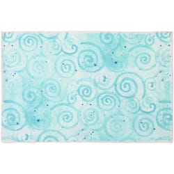 Cozy Living 21 in. W X 33 in. L Blue Waves Polyester Accent Rug