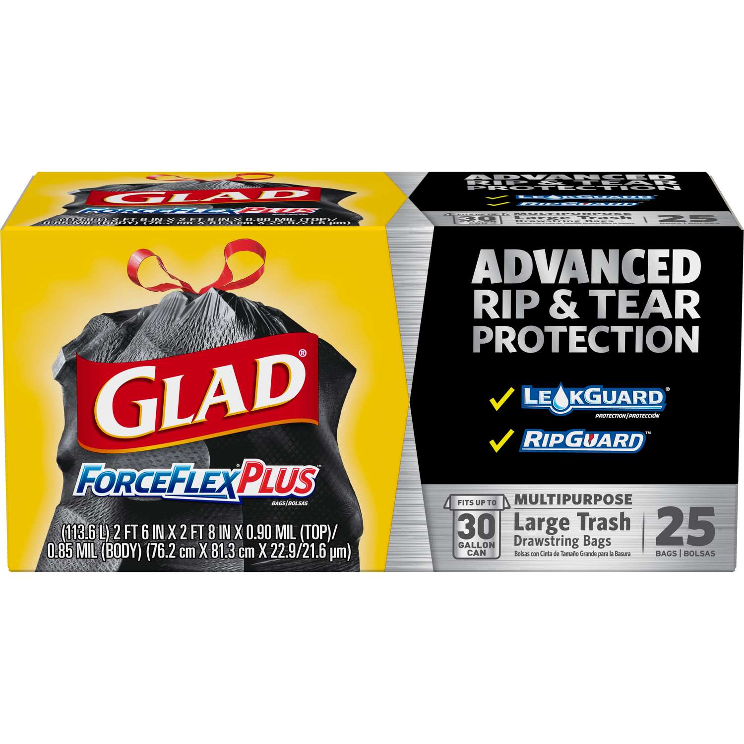 Glad ForceFlex Plus 30 gal. Trash Bags Drawstring 25 pk Ace Hardware