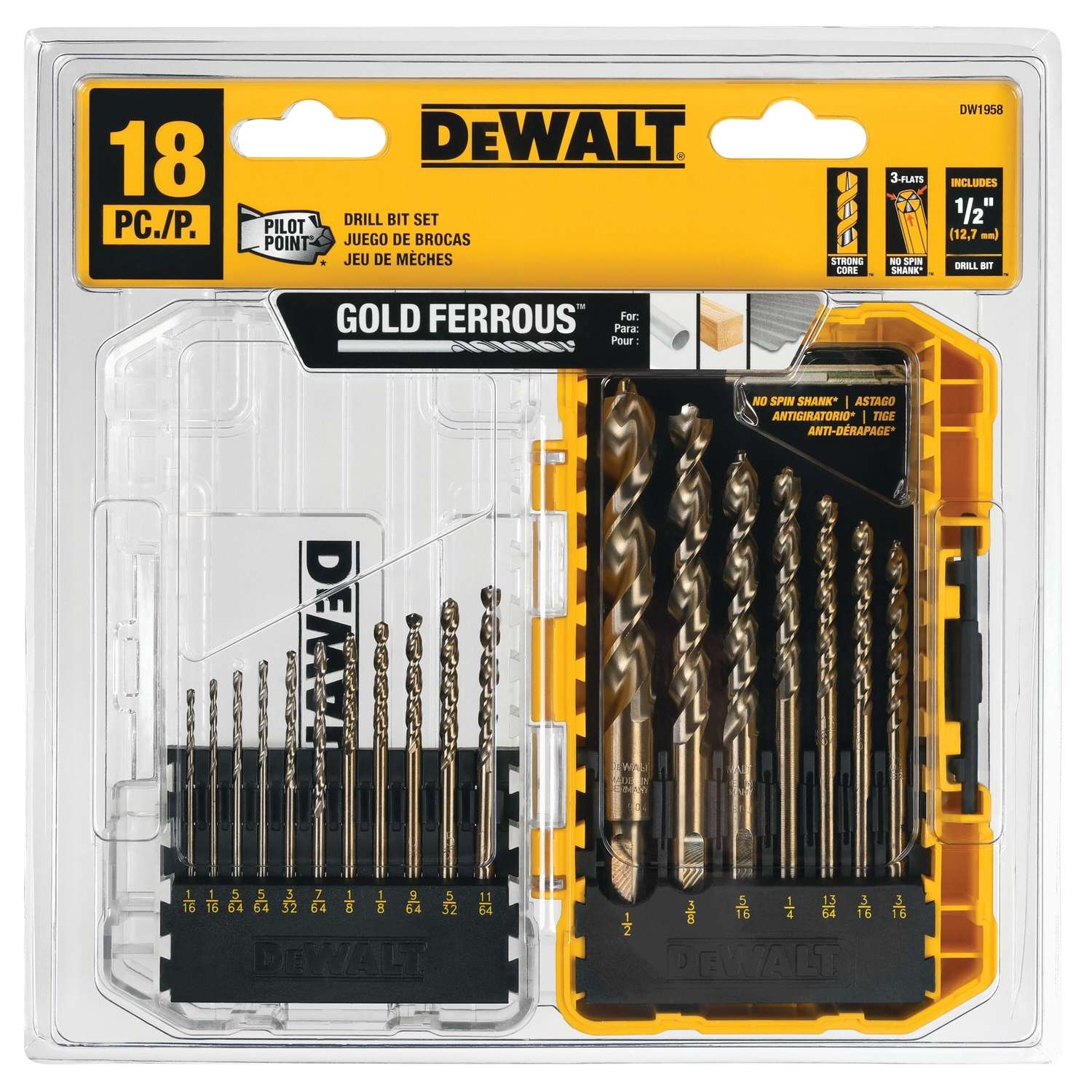 DeWalt Pilot Point High Speed Steel Drill Bit Set 18 pc Ace Hardware