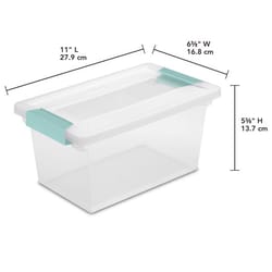 Sterilite 0.9 cu ft Clear Clip Storage Box 5.375 in. H X 6.625 in. W X 11 in. D Stackable