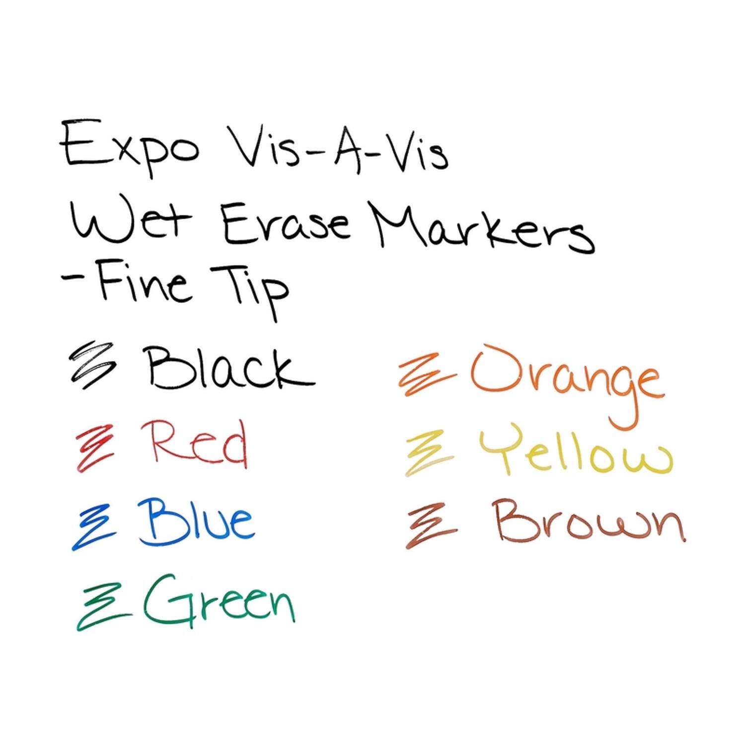 Expo Vis-à-Vis Wet-Erase Marker, Fine Point, Assorted Colors, 8pk