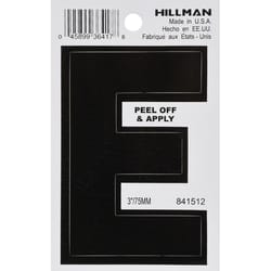 Hillman 3 in. Black Vinyl Self-Adhesive Letter E 1 pc