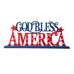 Glitzhome Patriotic God Bless America Table Decor Iron/MDF 1 pk