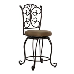 Linon Home Decor Brown Polyester Swivel Barstool 24 in.