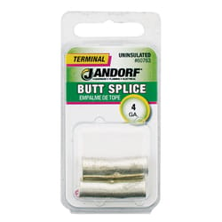 Jandorf 4 Ga. Uninsulated Wire Terminal Butt Splice Silver 2 pk