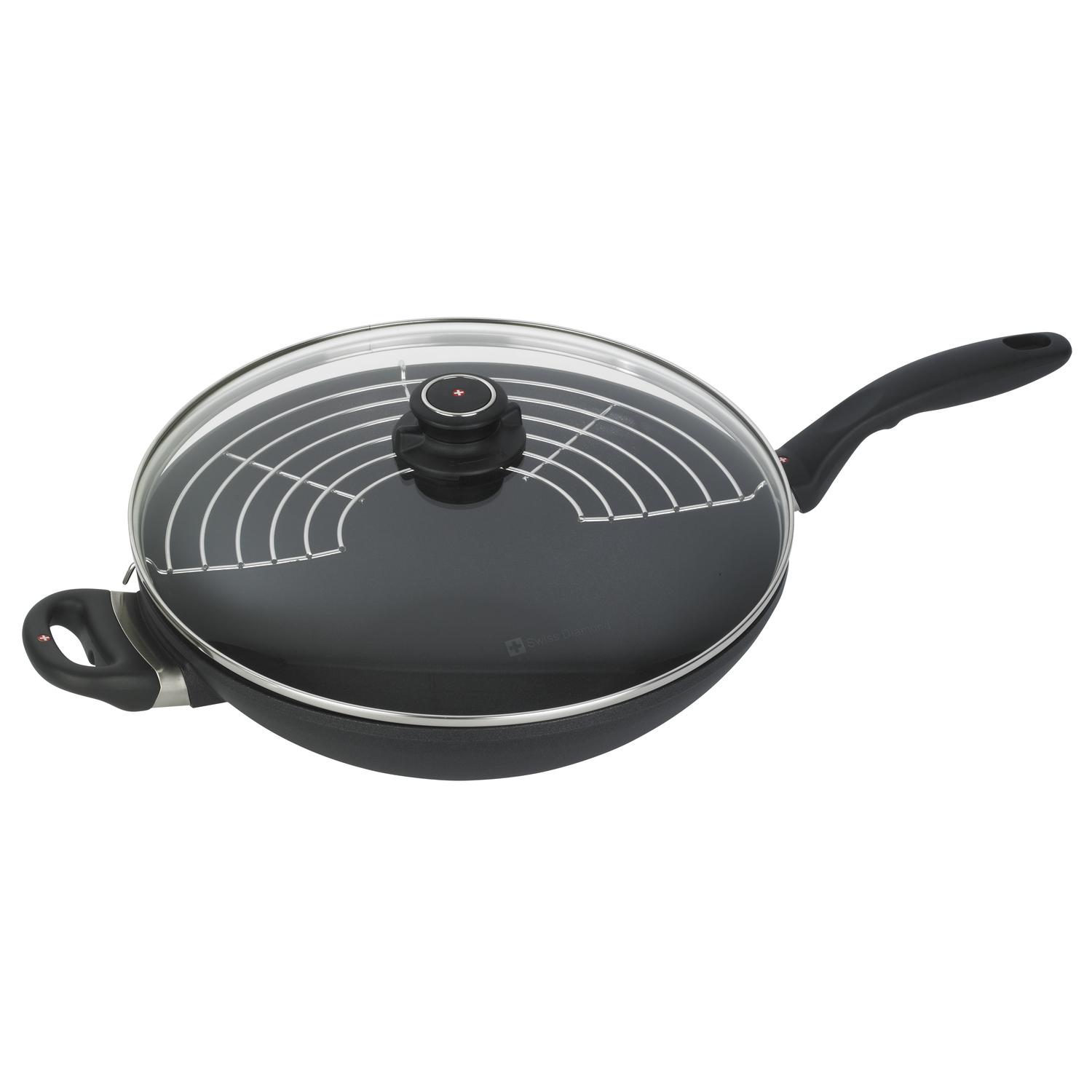 Swiss Diamond Cast Aluminum Wok 12.5 in. 5.3 qt Black Sansujyuku sansujyuku.com