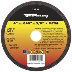 Forney 4 in. D X 5/8 in. Aluminum Oxide Metal Cut-Off Wheel 1 pc