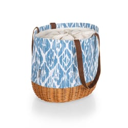 Picnic Time Coronado Canvas and Willow 14.17 in. L X 11.42 in. W X 13.4 in. H Blue/White Picnic Bask