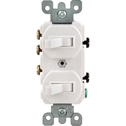 Leviton 15 amps Single Pole or 3-way Rocker Duplex Combination Switch White 1 pk