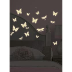 RoomMates 5 in. W X 3.5 in. L Butterfly and Dragonfly Peel and Stick Glow in the Dark Wall Decal