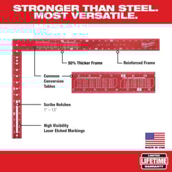 Milwaukee 16 in. L X 24 in. H Aluminum Framing Square