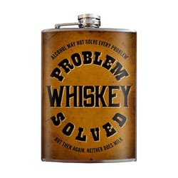Trixie & Milo Problem Whiskey Solved 8 oz Brown Stainless Steel Flask
