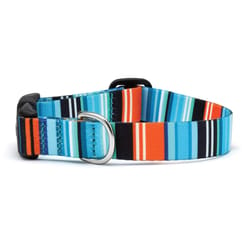 Up Country Blue Serape Stripe Nylon Dog Collar Large