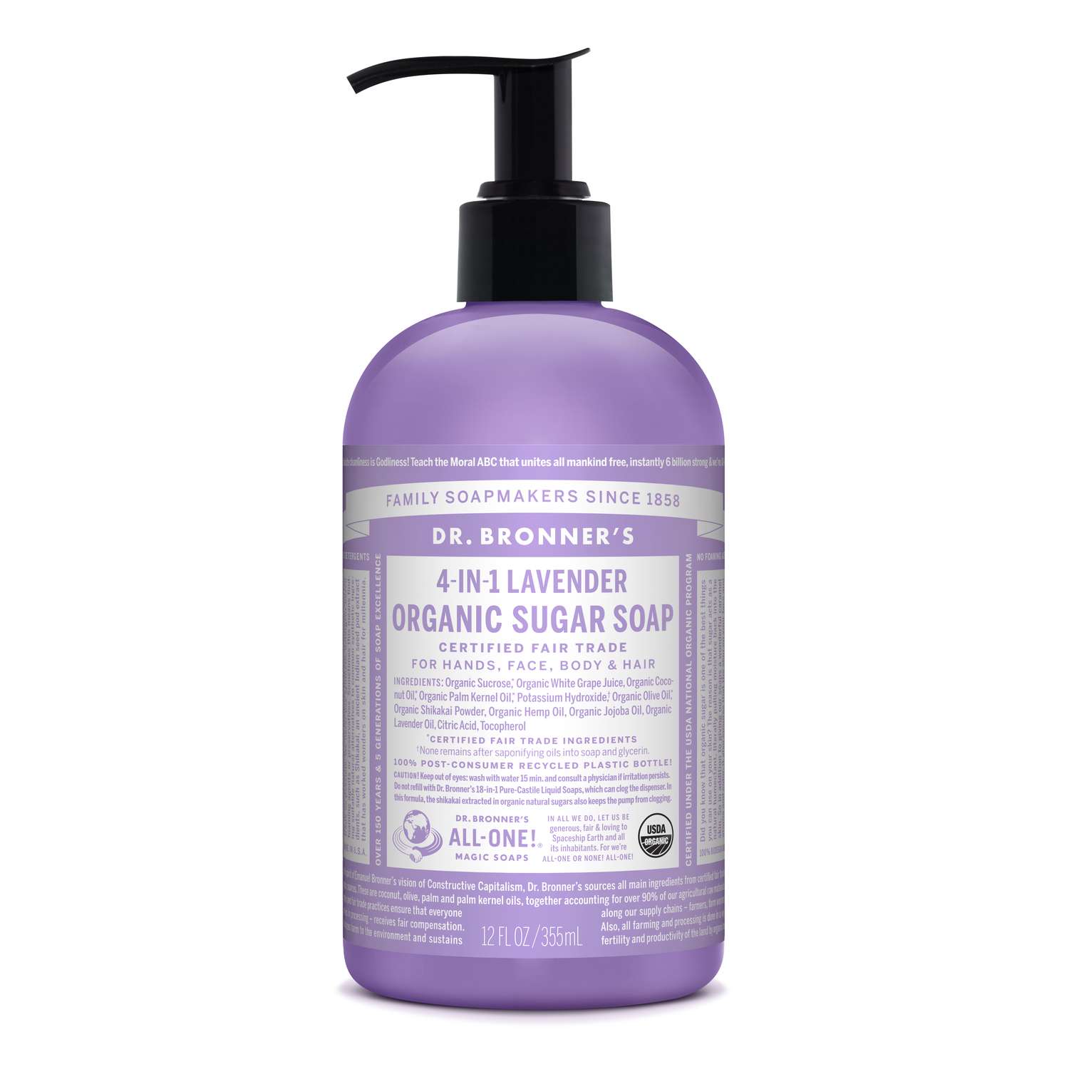 Dr. Bronner's 4in1 Organic Lavender Scent Sugar Soap 12 oz Ace Hardware