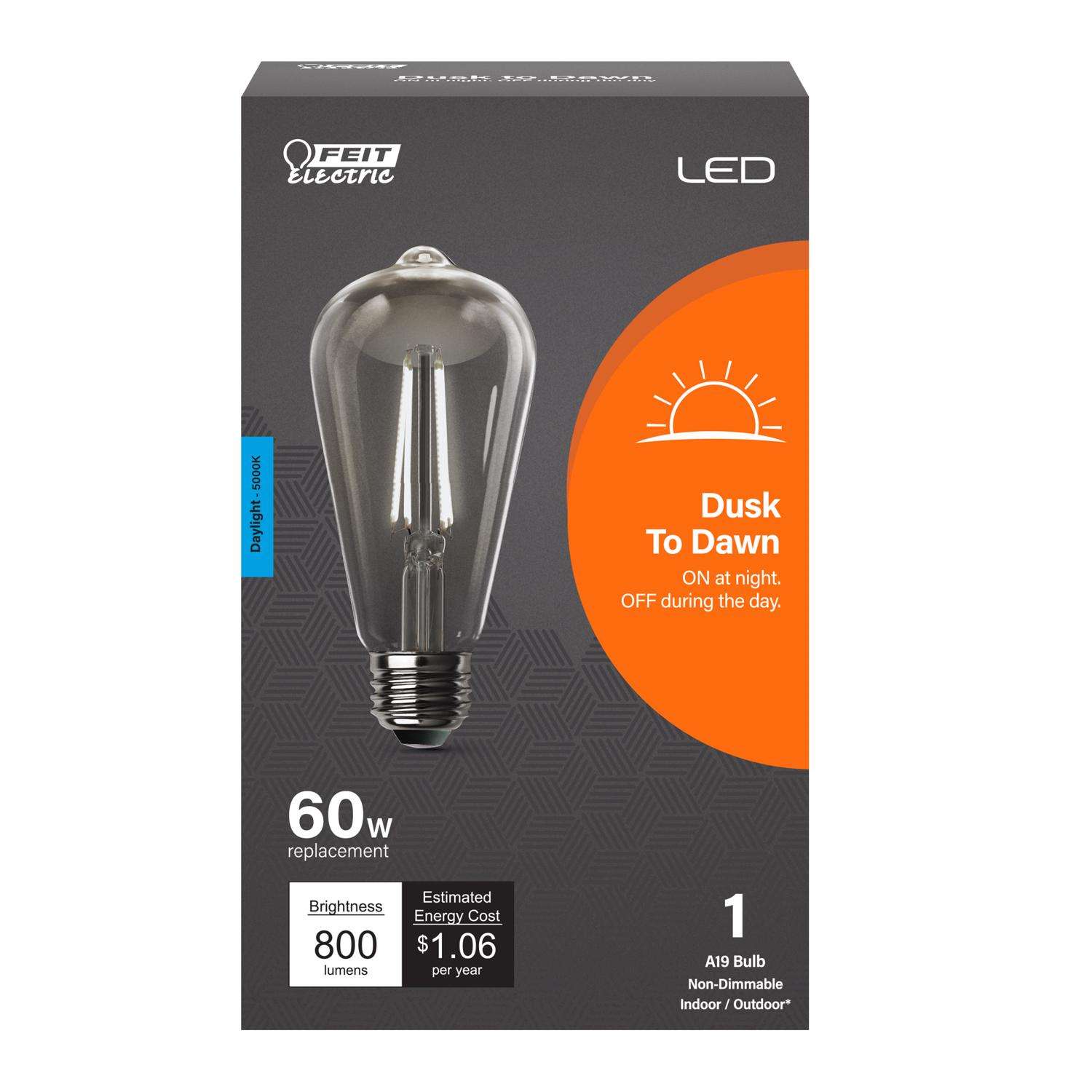 Feit ST19 E26 (Medium) LED Dusk to Dawn Bulb Daylight 60 Watt