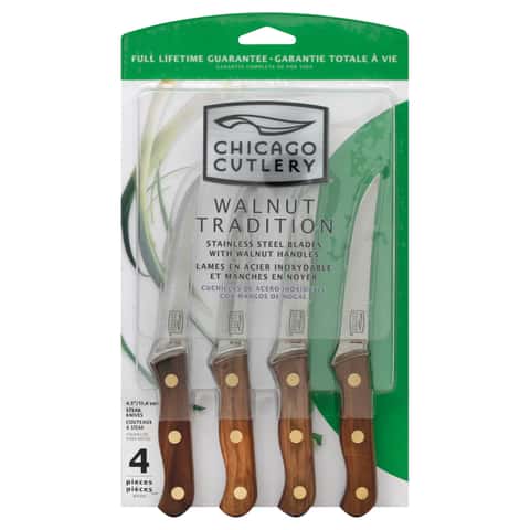 Chicago Cutlery Walnut Tradition Stainless Steel Steak Knife Set 4