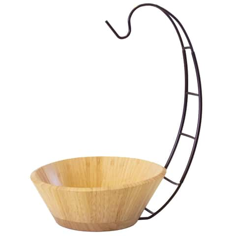 Totally Bamboo Natural Bamboo Banana Hanger with Bowl