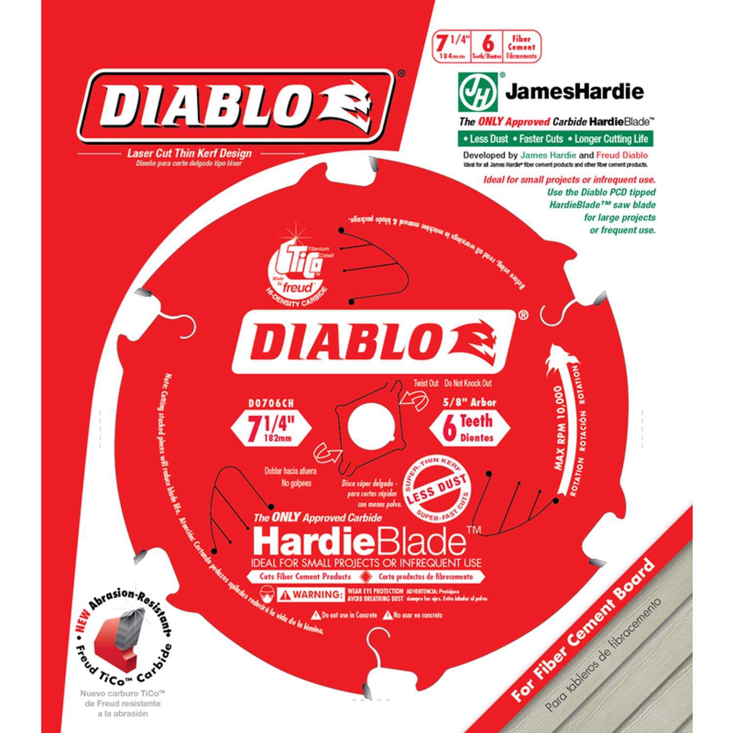Diablo HardieBlade 71/4 in. D X 5/8 in. Fiber Cement Blade 6 teeth 1