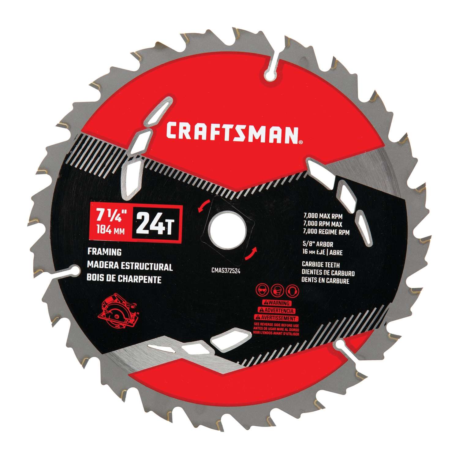 Craftsman 71/4 in. D X 5/8 in. S High Performance Carbide Circular Saw