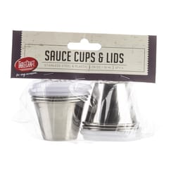 TableCraft Silver ABS/Stainless Steel Dipping Cups w/Lids 15 oz