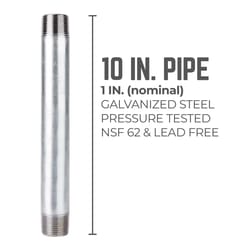 STZ Industries 1 in. MIP each X 1 in. D MIP in. Galvanized Steel 10 in. L Nipple