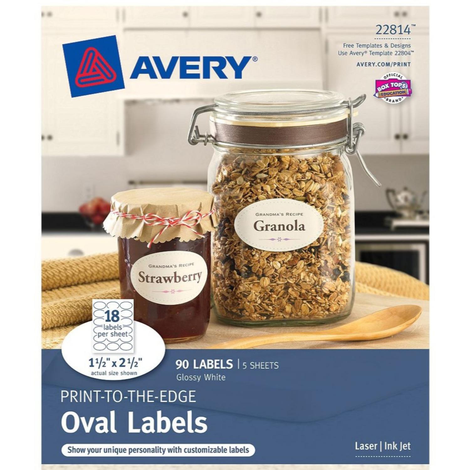 Avery 1.5 in. W Oval White Jar Label 18 pk