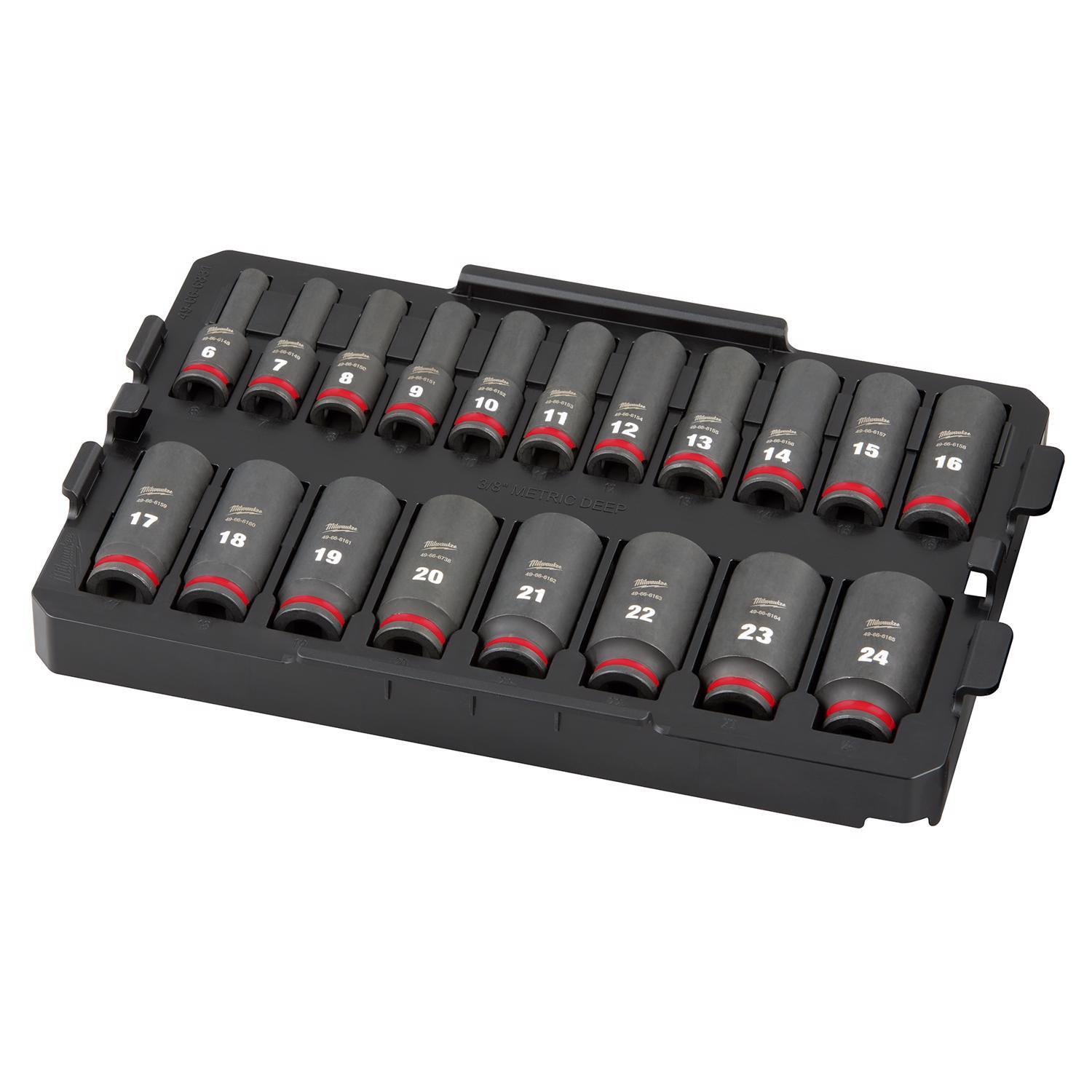 Milwaukee Shockwave 3/8 in. drive Metric 6 Point Impact Rated Socket Set 19 pc Uae Electronic uaeelectronic.com