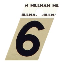 HILLMAN 1.5 in. Reflective Black Aluminum Self-Adhesive Number 6 1 pc