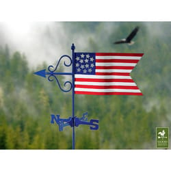 Good Directions Painted Aluminum/Brass 24 in. American Flag Weathervane For Garden Pole