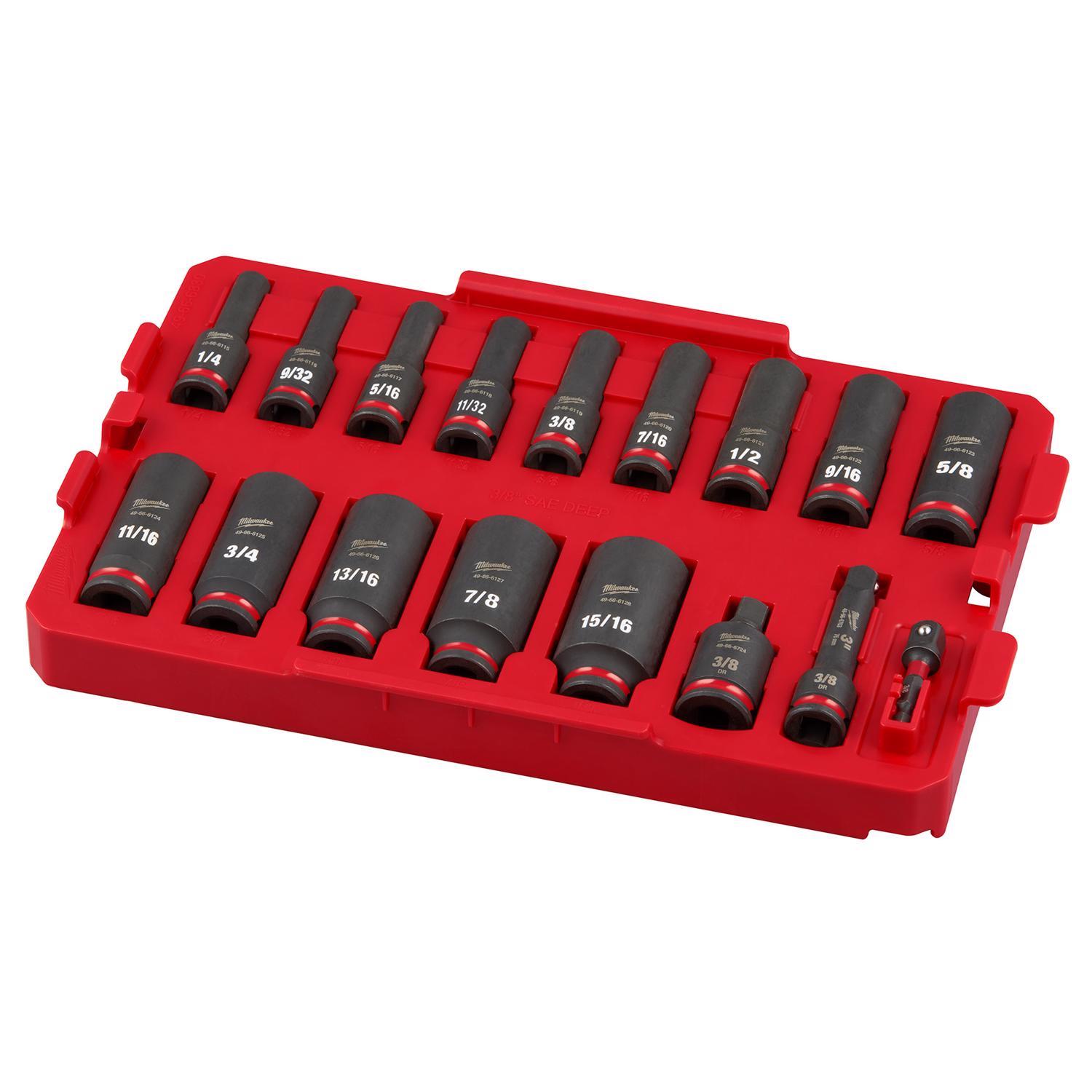 Milwaukee Shockwave 1/4 in. drive Metric 6 Point Impact Rated Deep Socket Set 14 pc Uae Electronic uaeelectronic.com