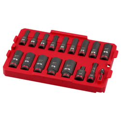 Milwaukee Shockwave 3/8 in. drive SAE 6 Point Impact Rated Socket Set 17 pc