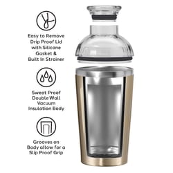 OGGI 17 oz Gold Stainless Steel Cocktail Shaker