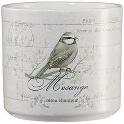 SK 2.7 in. H Clay Vintage Animal Mesange Ceramic Pot Whitewash